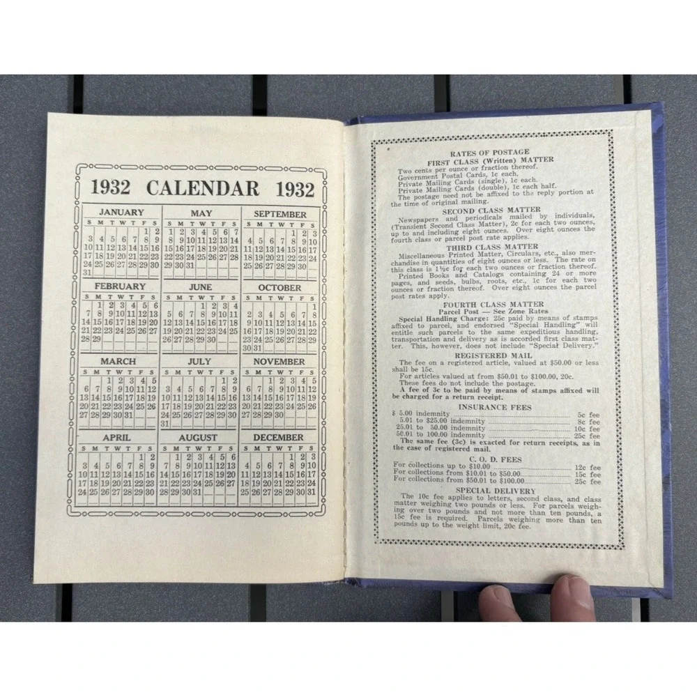 Vintage desktop staionery junk journal diary day book memo Year Book 1932 blank